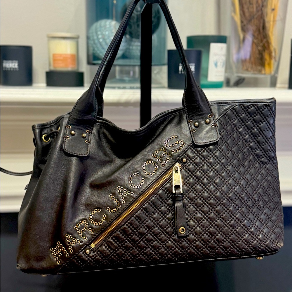 Marc Jacobs Black Leather Quilted Tote Bag